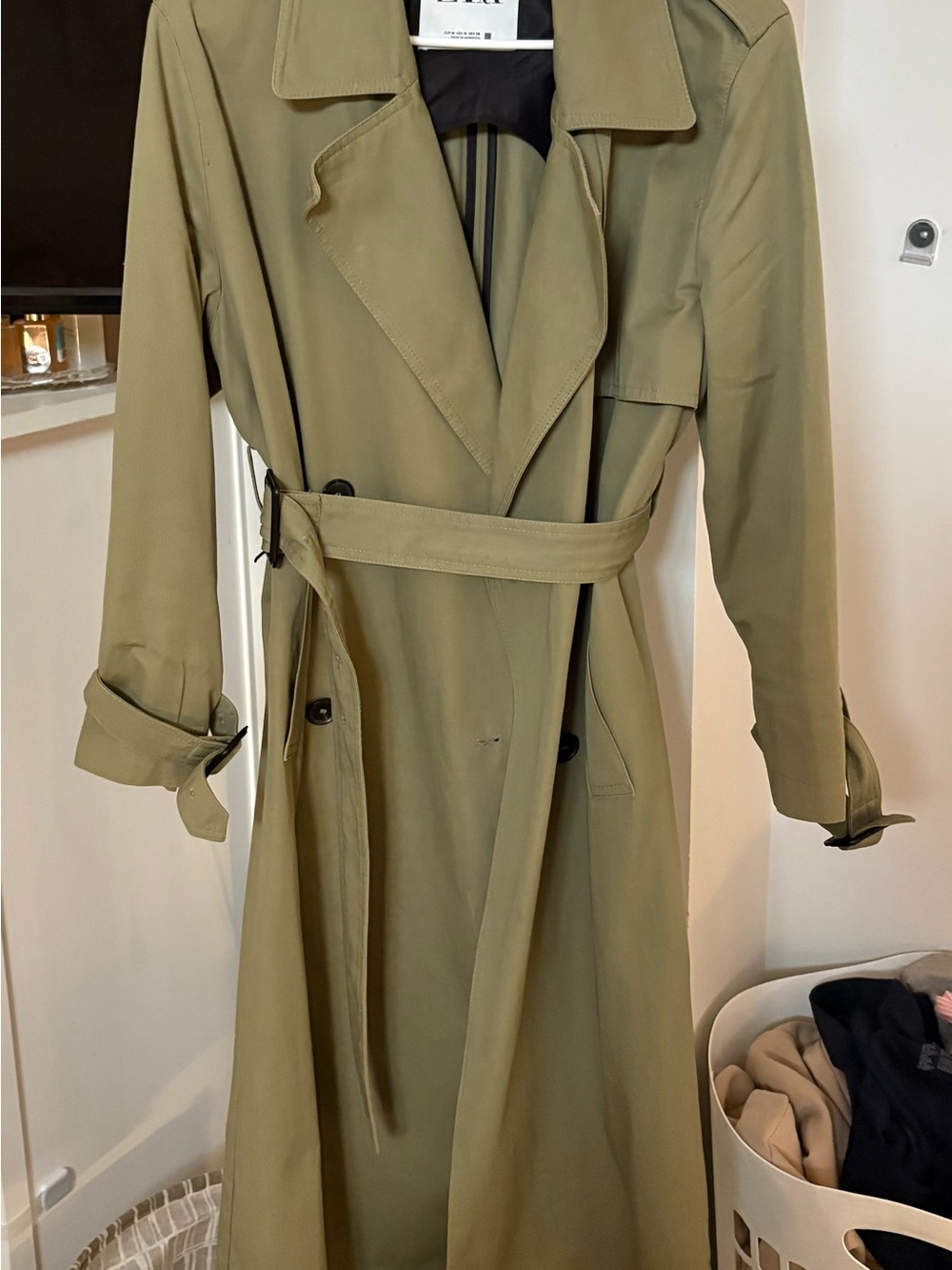 Zara Olive Trench Coat with Belt
